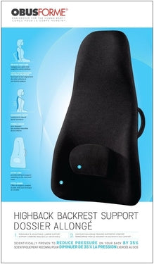 ObusForme Highback Backrest Support Extra Tall Padded Seat Cushion and  Lumbar
