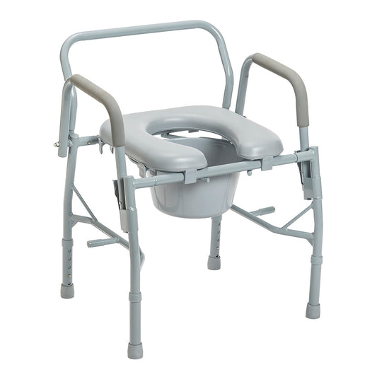 Commode Drop Arm Steel Padded Seat