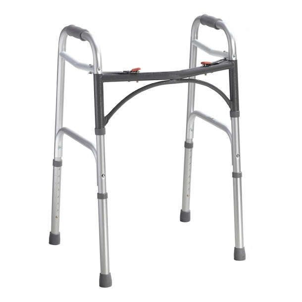Two-Button Adult Folding Walker without Wheels
