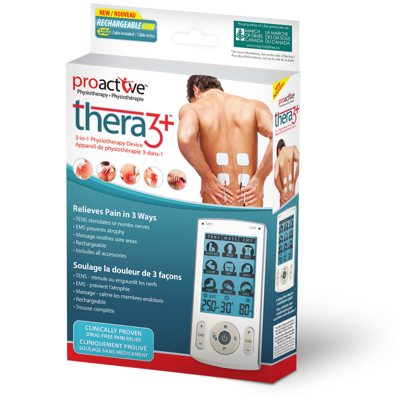 ProActive Thera3+ 3 en 1 TENS, EMS, Massage