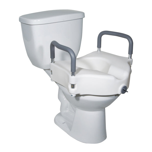 Raised Toilet Seat with Tool-free Removable Arms 2-in-1 Locking, 4"