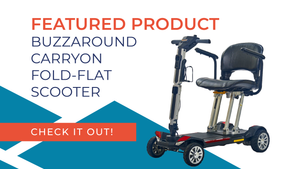 Buzzaround Carryon Fold-flat scooter —  great for travel and storing under hotel beds