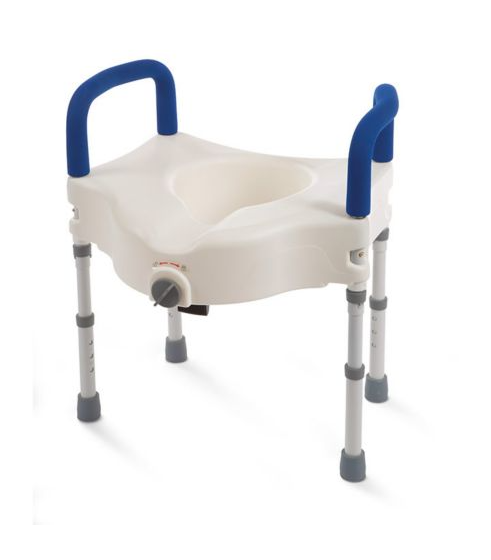 Bariatric Raised Toilet Seat with with Lock, Adjustable Legs, Padded Arms