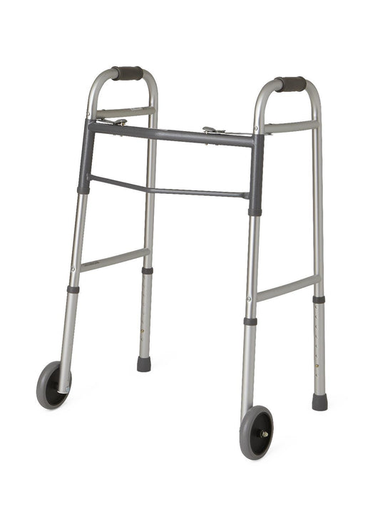 Rental Walker - Deluxe Folding, Two Button with 5" Wheels...starting at $30/month - BC MedEquip