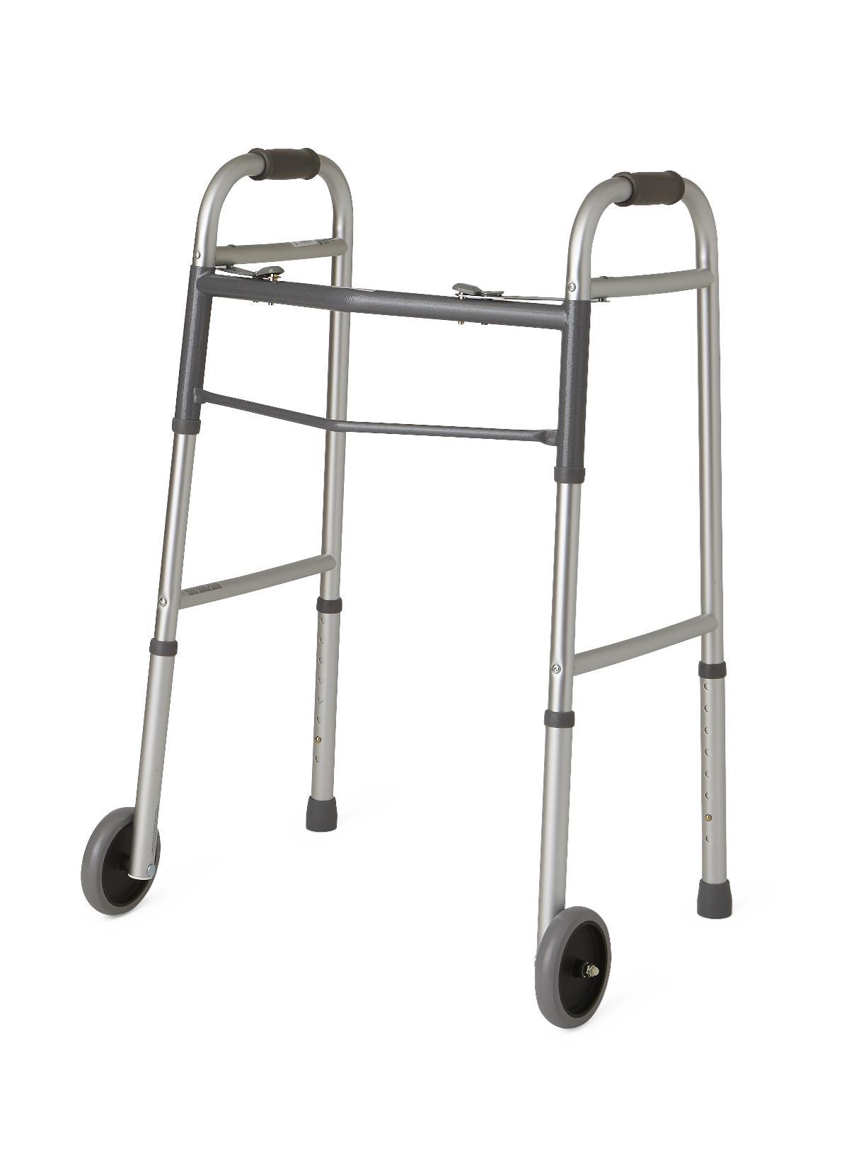 Rental Walker - Deluxe Folding, Two Button with 5" Wheels...starting at $30/month - BC MedEquip