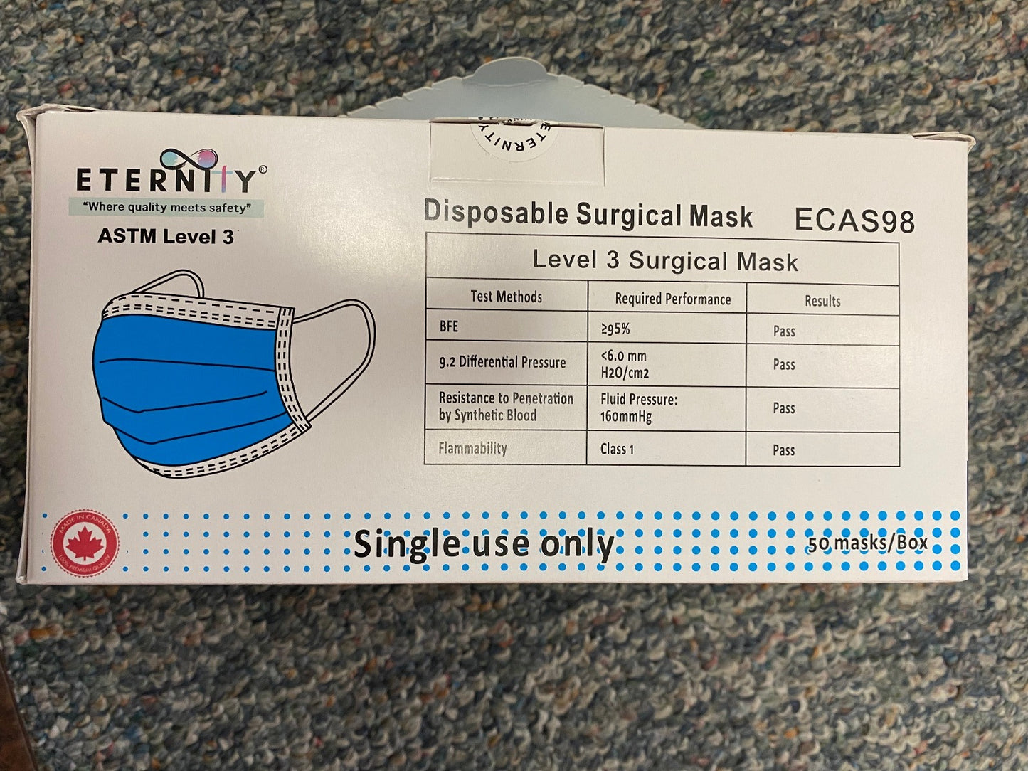 Masque chirurgical ETERNITY 4 épaisseurs niveau III — Filtration à 100 %