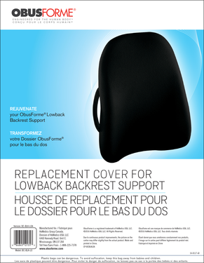 ObusForme Cover Lowback Replacement (Black Only) BC-BLK-LO