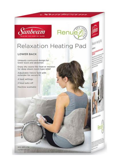 HEATING PAD LOWER BACK SUNBEAM RENUE VELCRO STRAP - BC MedEquip Home Health Care